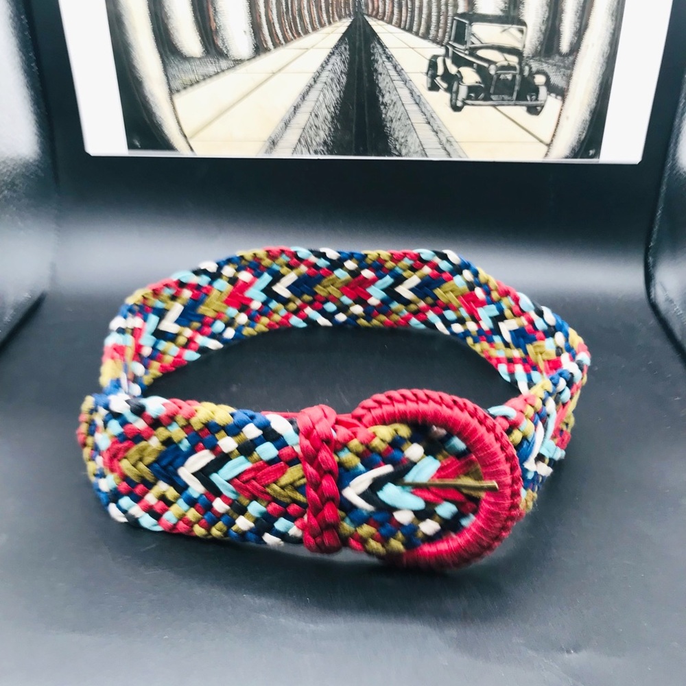 COLOURFUL BRAIDED BELT EUC SIZE M/L